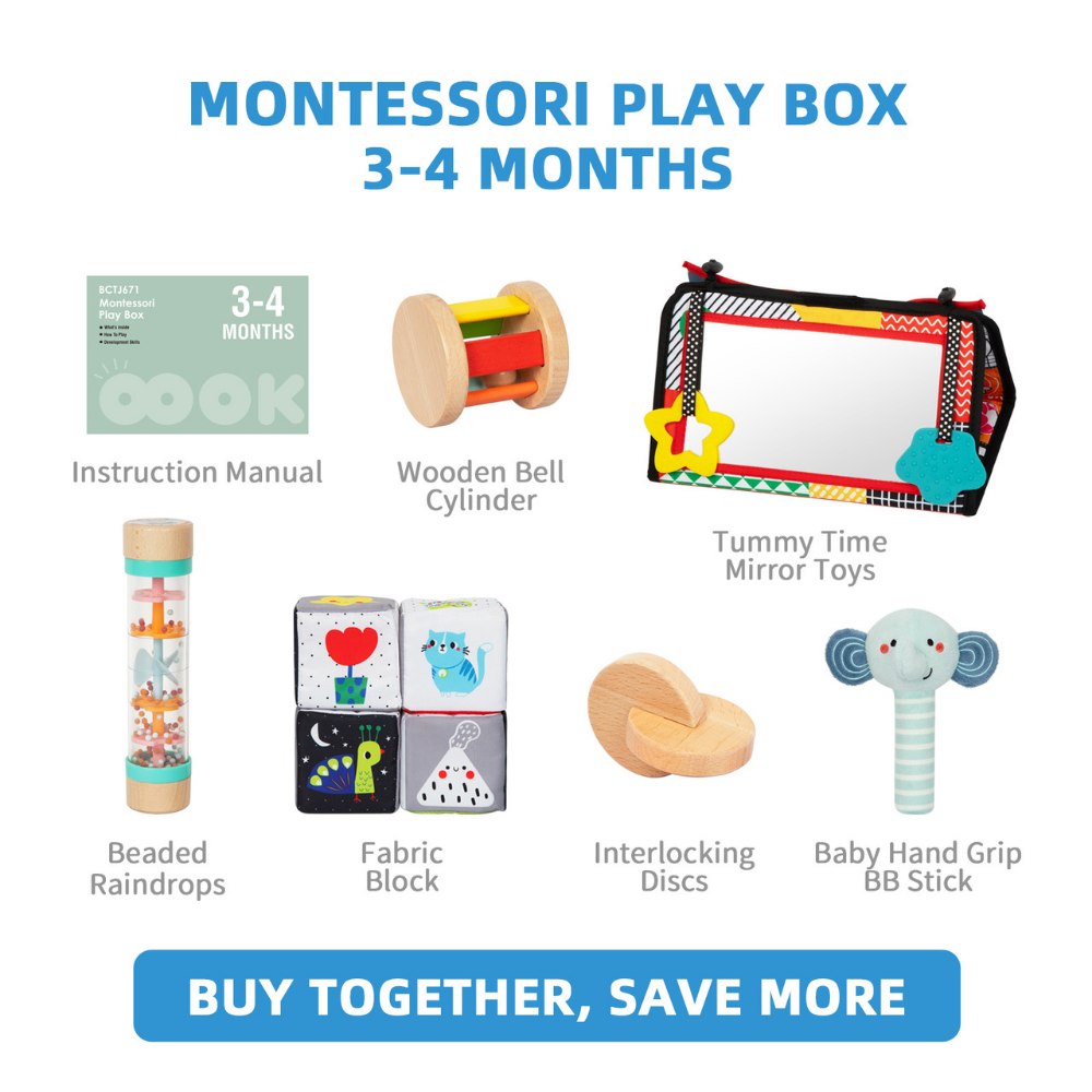 TookyToy - Montessori Activity Box Baby Playset - 3-4 Months