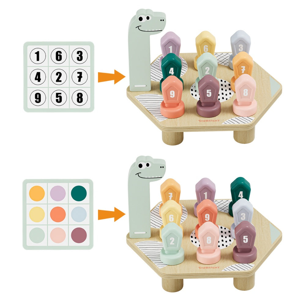 TopBright - Dino Twist Game - Color Number Matching Pattern Toy for Toddlers