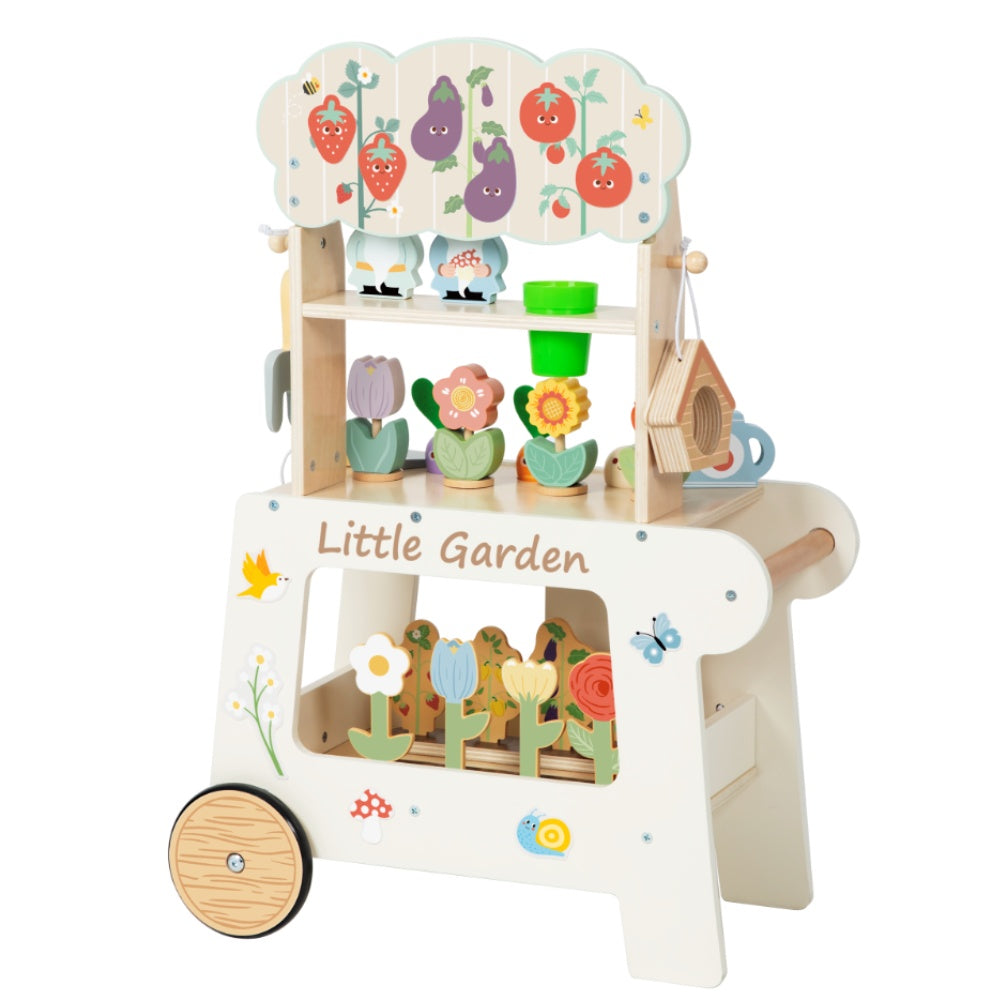 TookyToy - Pretend Play Wooden Gardening Cart Set - 53 Pieces