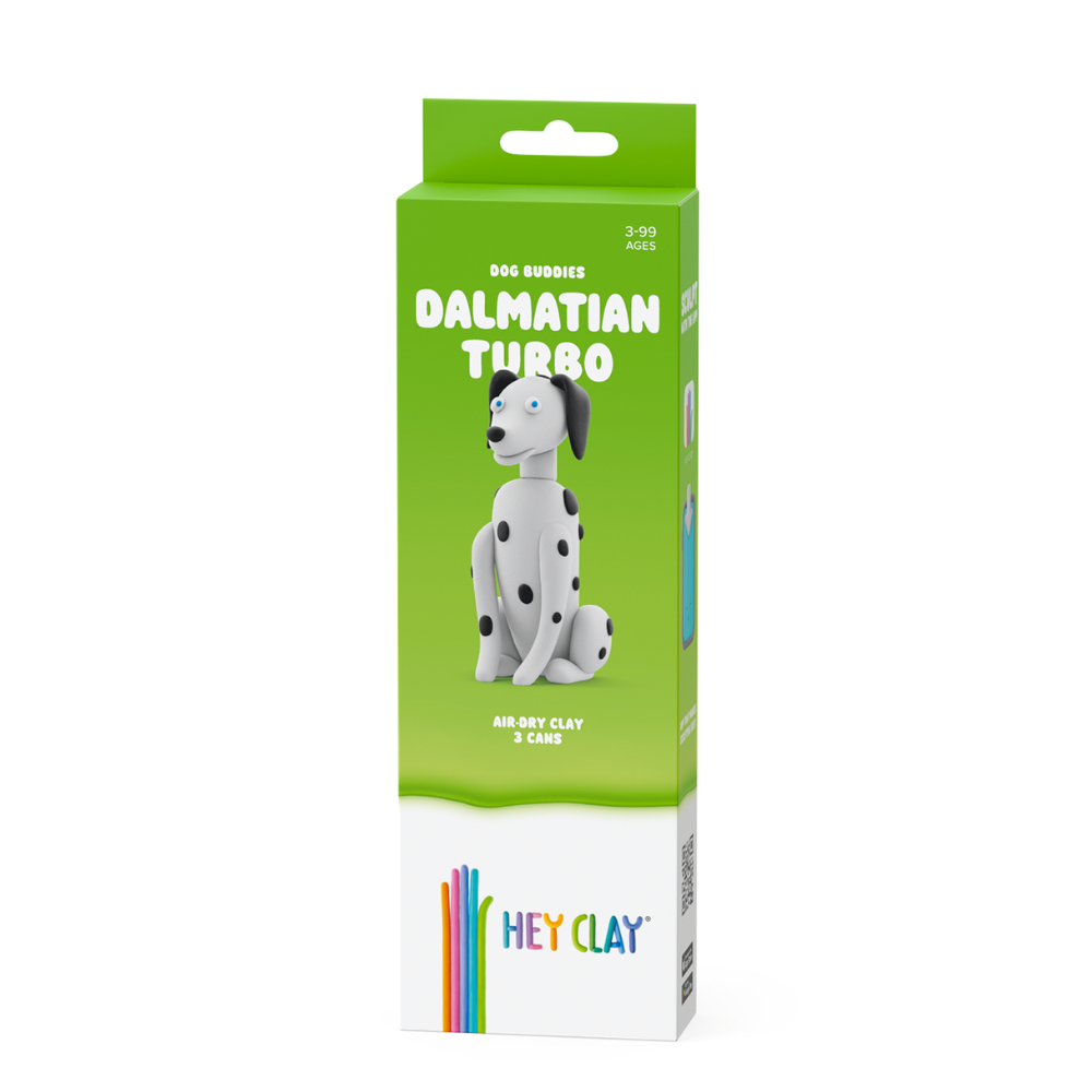 Hey Clay - Modelling Air-Dry Clay with Fun Interactive App - Dalmatian Turbo, Series Dog Buddies, 3 can
