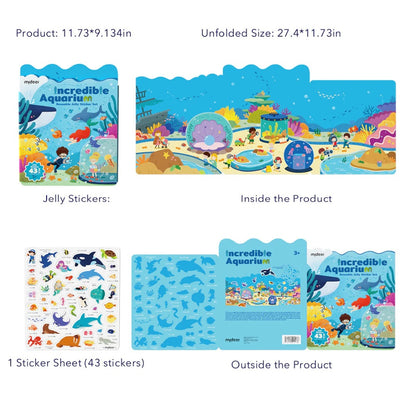 Mideer - Reusable Jelly Sticker Set - Incredible Aquarium - 43pcs