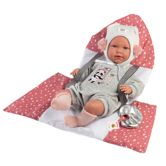 Llorens - Baby Girl Doll with Crying Mechanism, Clothing & Space Carrier: Mimi - 42cm