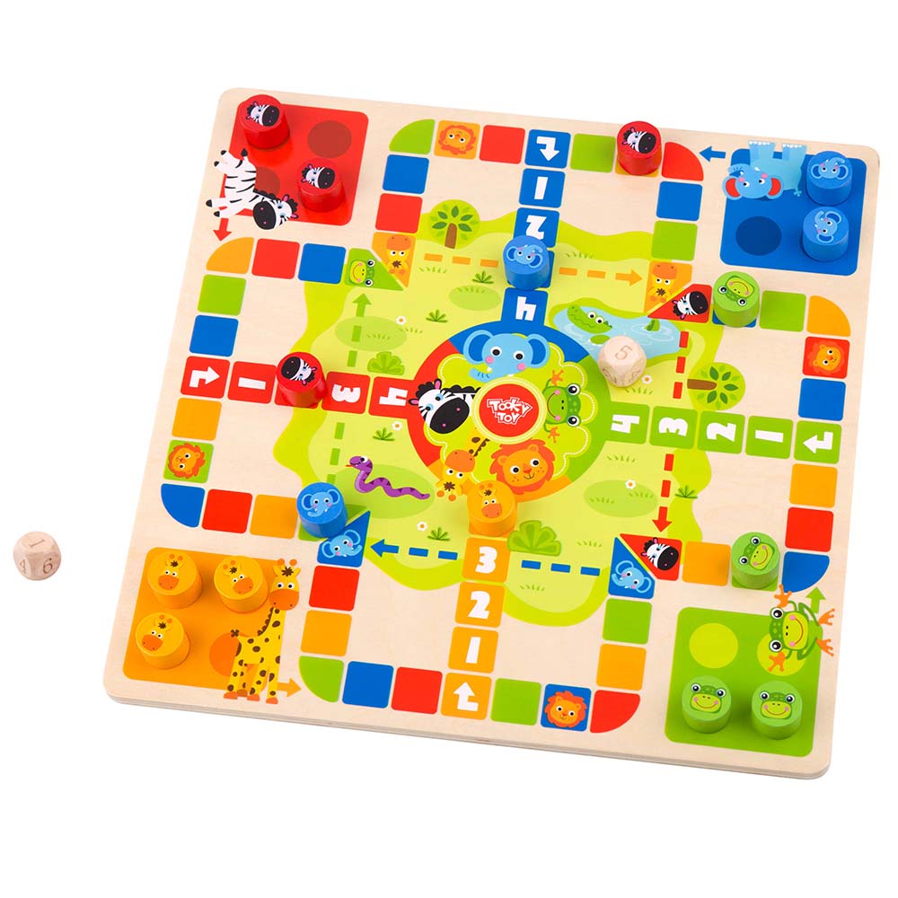 TookyToy - 2-in-1 - Game Set - Ludo & Snakes and Ladders