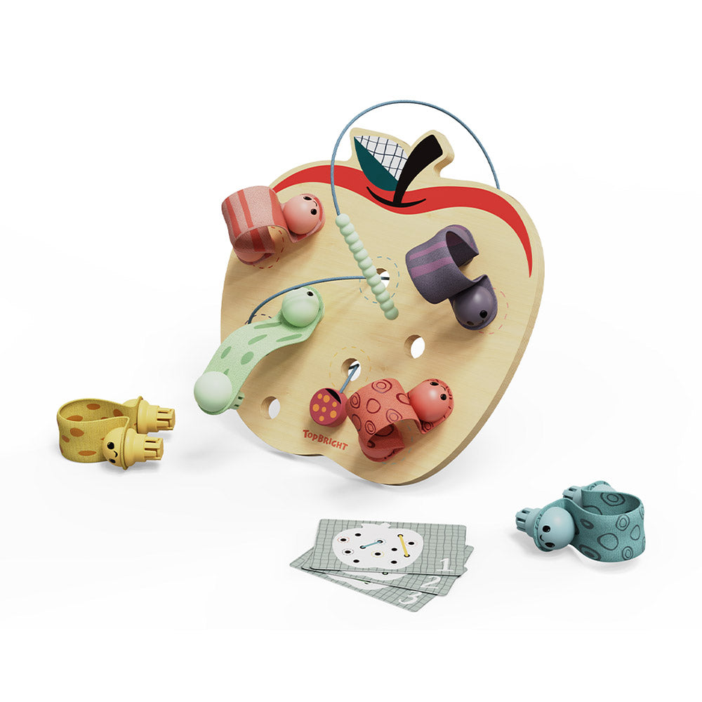 TopBright - Apple Worms Fine Motor Game with Activity Cards