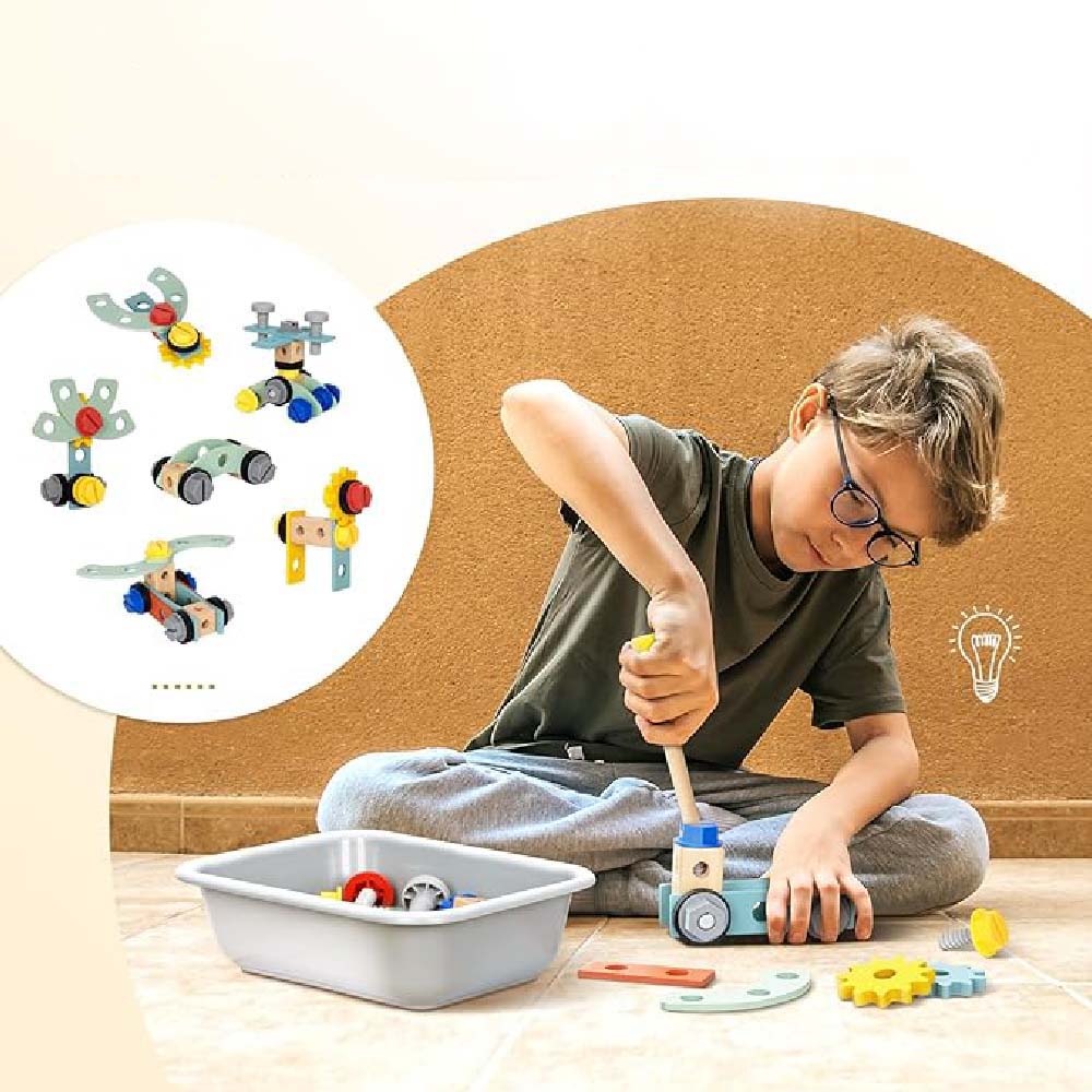 TookyToy - Pretend Play Wooden Workbench Set - Motherhood
