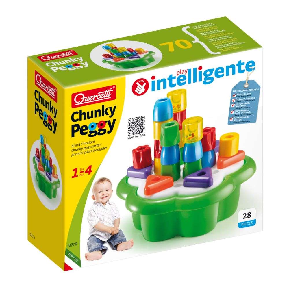 Quercetti - Chunky Peg Shape Sorter for Babies - Fine Motor Skills Toy