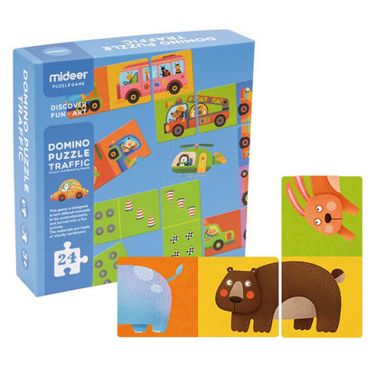 Mideer - 2-in-1 Domino Puzzle Game - Traffic - 24pcs