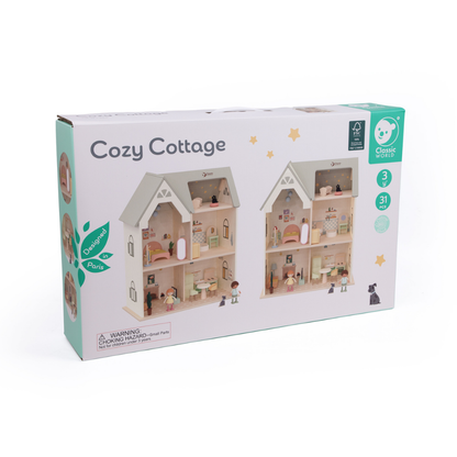 Classic World - Pretend & Play - Cozy Cottage Dollhouse