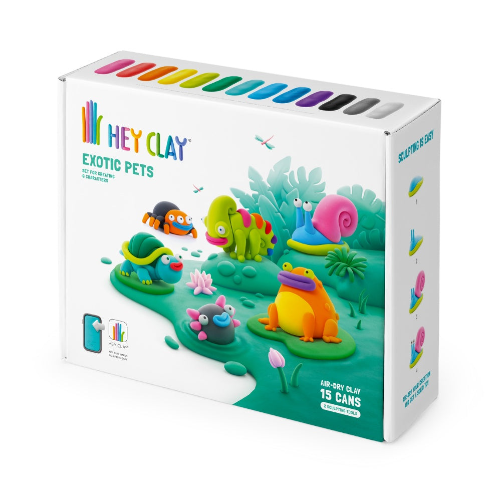 Hey Clay - Modelling Air-Dry Clay with Fun Interactive App - Exotic Pets, 15 cans