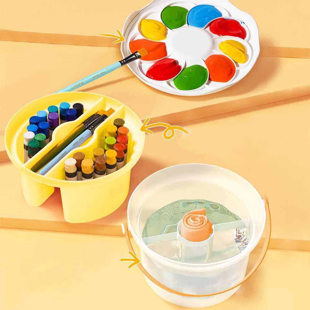 Jar Meló - Portable Gouache Paint Set for Kids - 24 Colours with Brushes & Paper