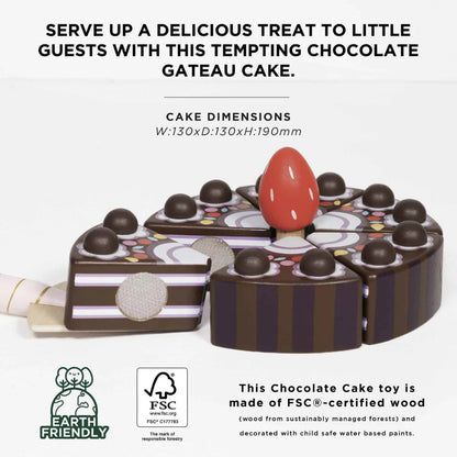 Le Toy Van - Wooden Chocolate Gateau Sliceable Cake - 8pcs