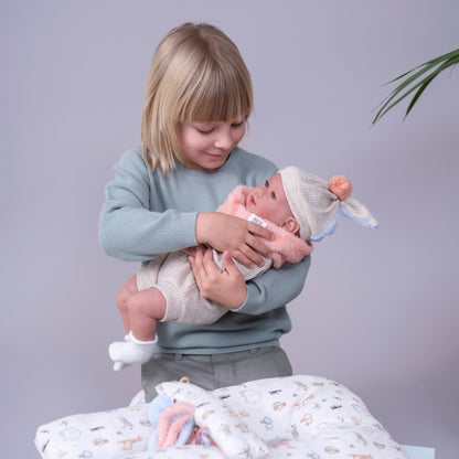 Llorens - Baby Girl Doll with Crying Mechanism, Clothing & Cushion: Mimi - 42cm