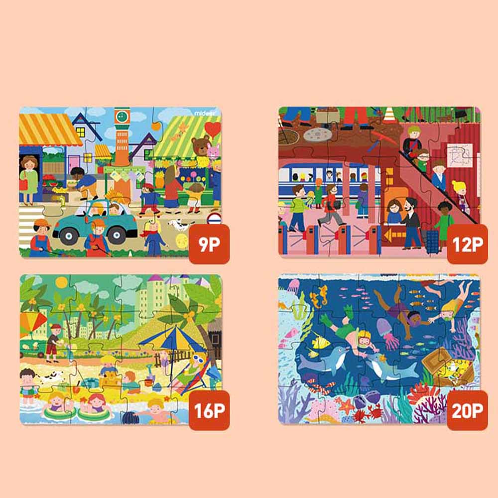 Mideer - Level Up Puzzles - 4-in-1 - Level 2 Daily Scenes