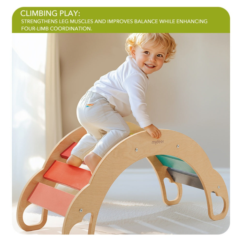 Mideer - Wooden Climbing & Rocking Rainbow Arch: Indoor Toy