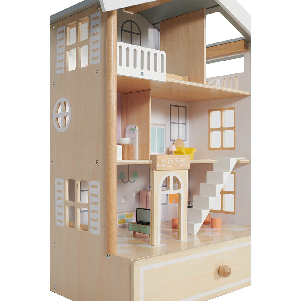 Classic World - Pretend & Play - Happy Villa Dollhouse with Furniture