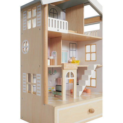 Classic World - Pretend & Play - Happy Villa Dollhouse with Furniture