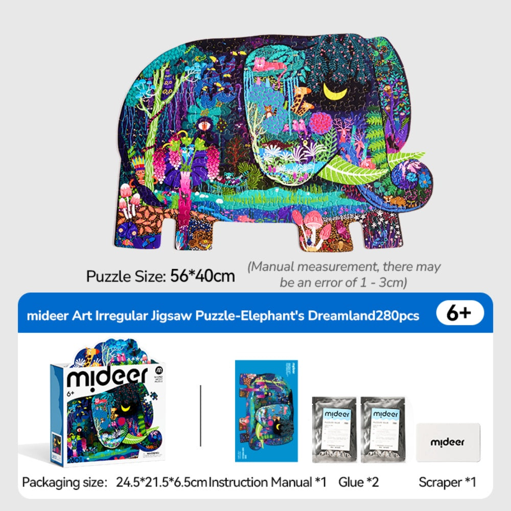 Mideer - Artist Puzzle: Elephant Dream - 280 Piece Shaped Jigsaw for Kids