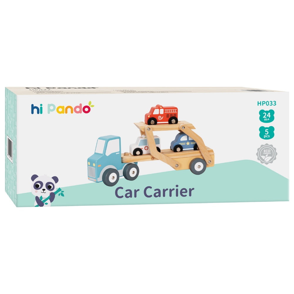hi Pando - Wooden Car Transporter Truck - 4pcs