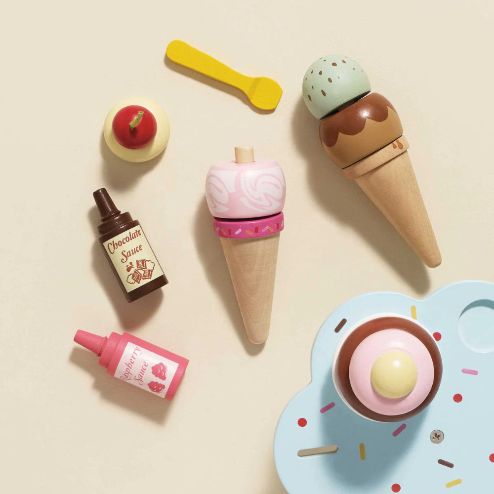 Le Toy Van - Wooden Ice Cream Stand & Toppings - 12pcs
