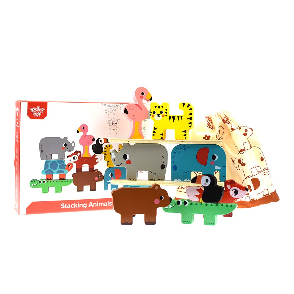 TookyToy - Wooden Stacking Animals Activity Toy - Motherhood