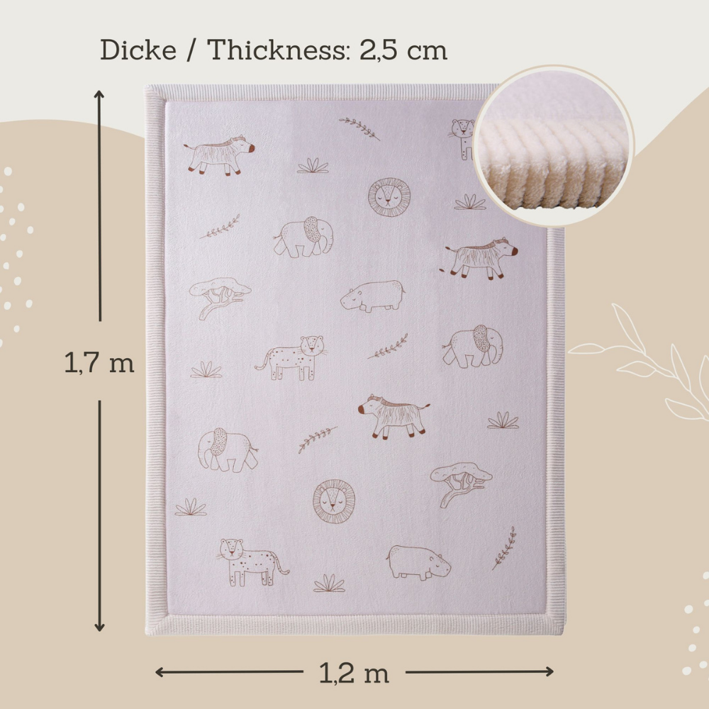 Hakuna Matte - CloudSoft Play Mat Carpet - Safari Animals 170 x 120 x 2.5 cm