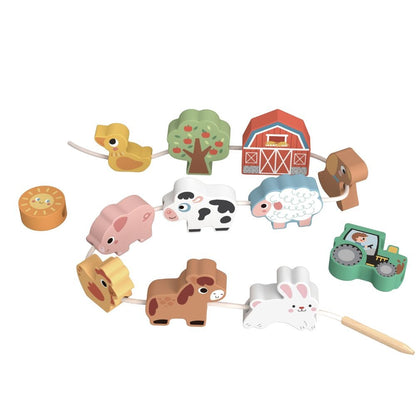 TookyToy - Fine Motor Lacing Farm Animals Set