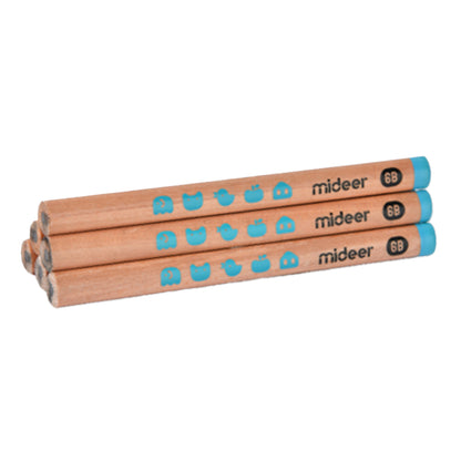 Mideer - Triangular 6B Pencils - 6 Thick Easy Grip Pencils for Early Writing