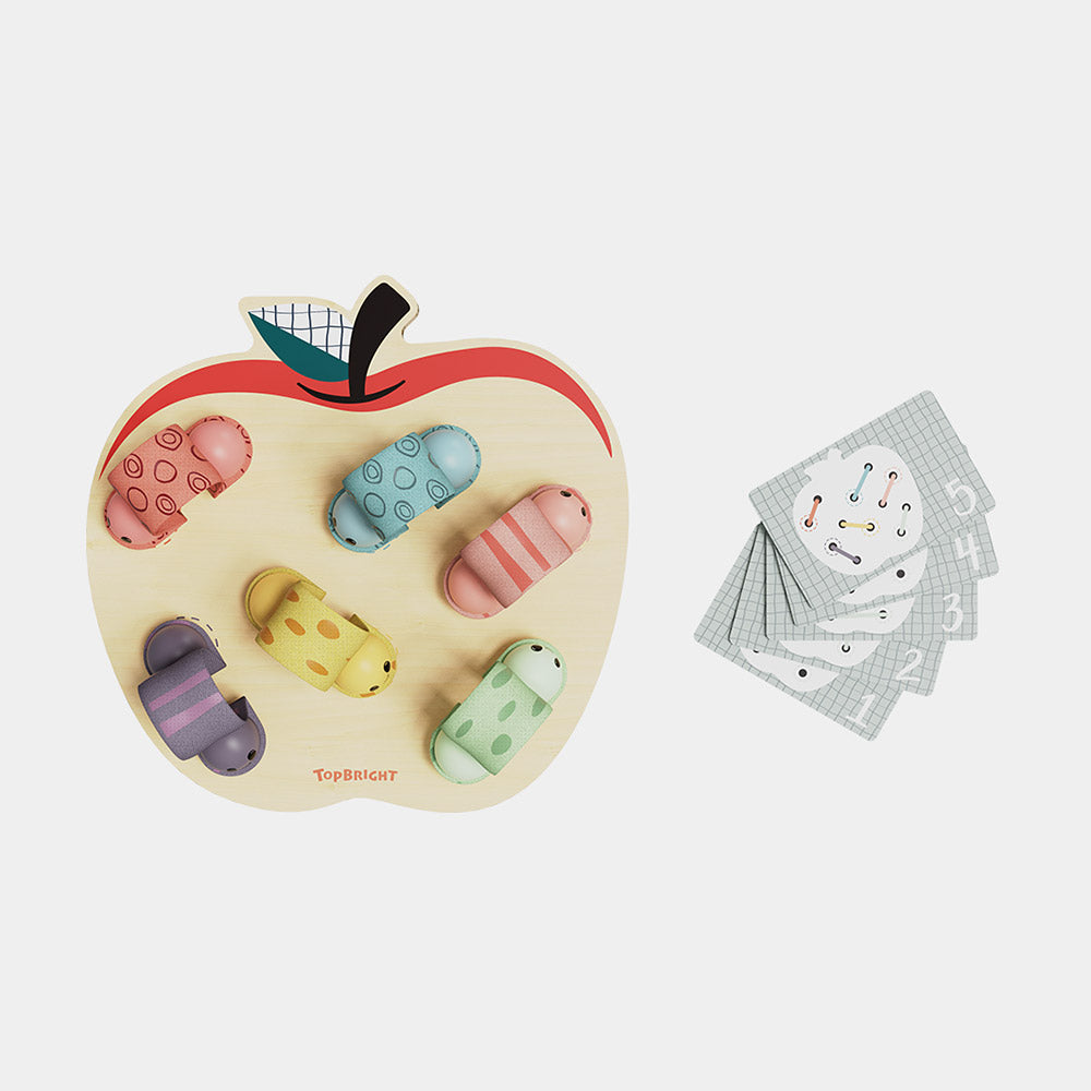 TopBright - Apple Worms Fine Motor Game with Activity Cards