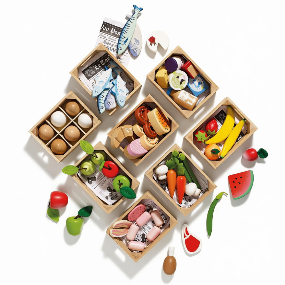 Le Toy Van - Market Crate Wooden Food Crates Complete Collection