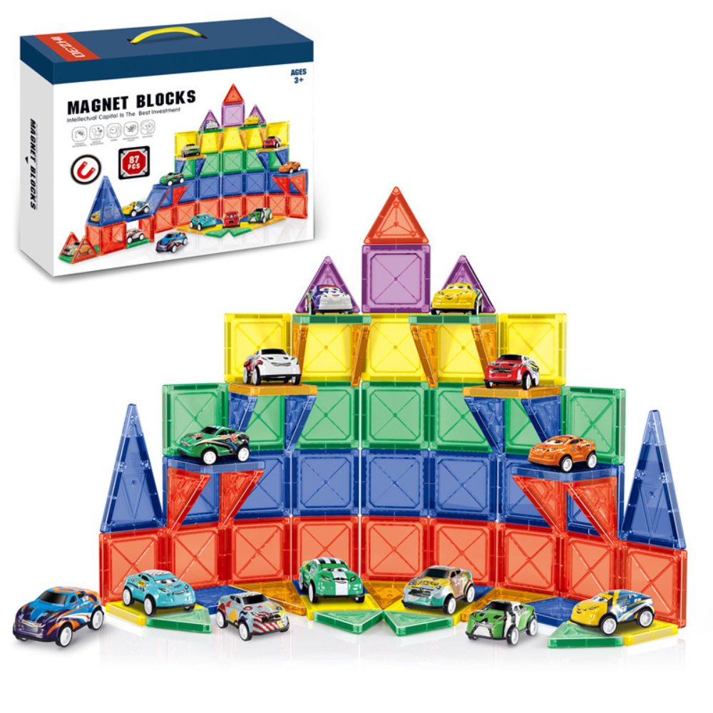 Cogo - Magnetic Tiles with Cars Set - 87 Pieces