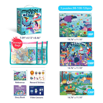 Mideer - Level Up Jigsaw Puzzle for Kids- 3-in-1 - Level 5 Dreamy World