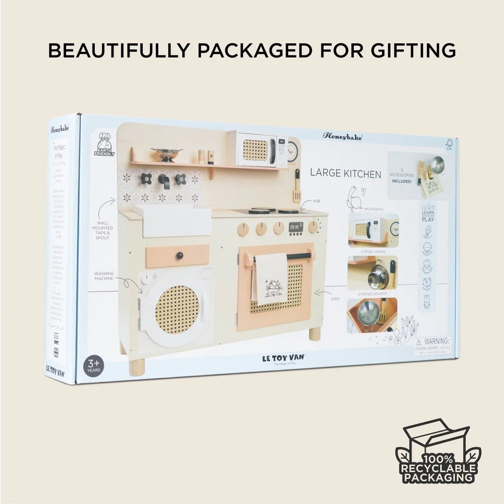 Le Toy Van - Family Size Rattan Wooden Play Kitchen
