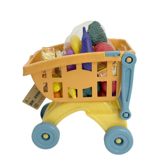 Mingli Toys - Pretend & Play - Shopping Trolley & Play Food Set - Eco-friendly - 22 Pieces