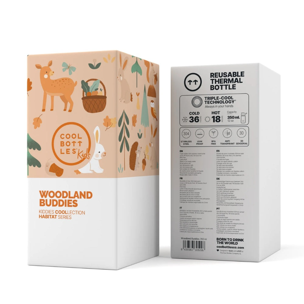 Cool Bottles - Kiddies Triple-Insulated Water Bottle - Woodland Buddies 350ml
