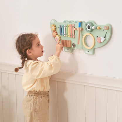 TookyToy - Wooden Crocodile Activity Wall Mounted Learning Toy