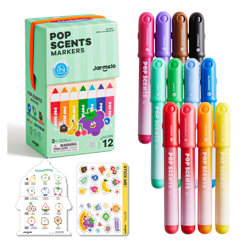 Jar Meló - Scented Markers - 12 Washable Non-Toxic Colours