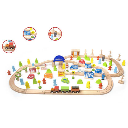 Classic World - Train Set - Wood - 110pcs