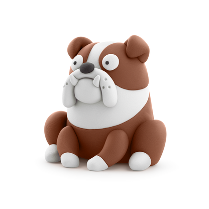 Hey Clay - Modelling Air-Dry Clay with Fun Interactive App - Bulldog Hypno, Series Dog Buddies, 3 cans