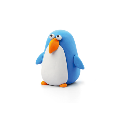Hey Clay - Modelling Air-Dry Clay with Fun Interactive App - Penguin, series Birds, 3 cans