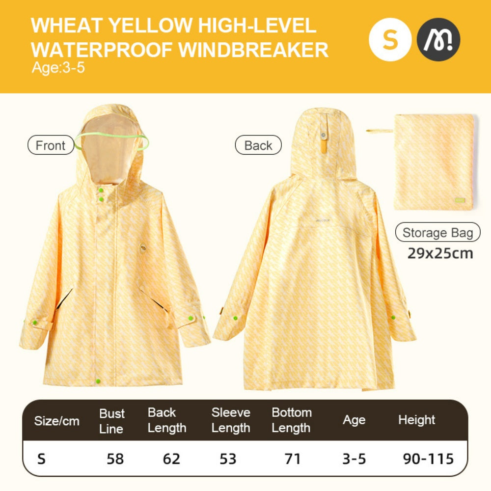 Mideer - Kids Raincoat with Hidden Bag Space - Wheat Yellow (S)