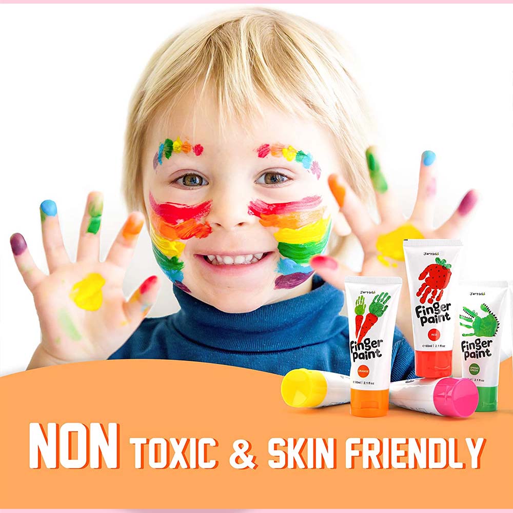 Jar Meló - Finger Paint - Non-Toxic & Safe for Kids - 6 Colours