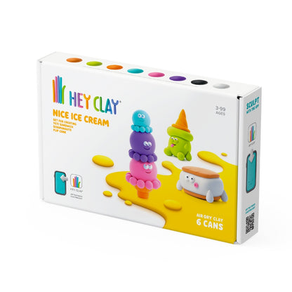 Hey Clay - Modelling Air-Dry Clay with Fun Interactive App - Flip Cone, Yeti Sandwich, Scoopanauts, Series Nice Ice Cream, 6 cans
