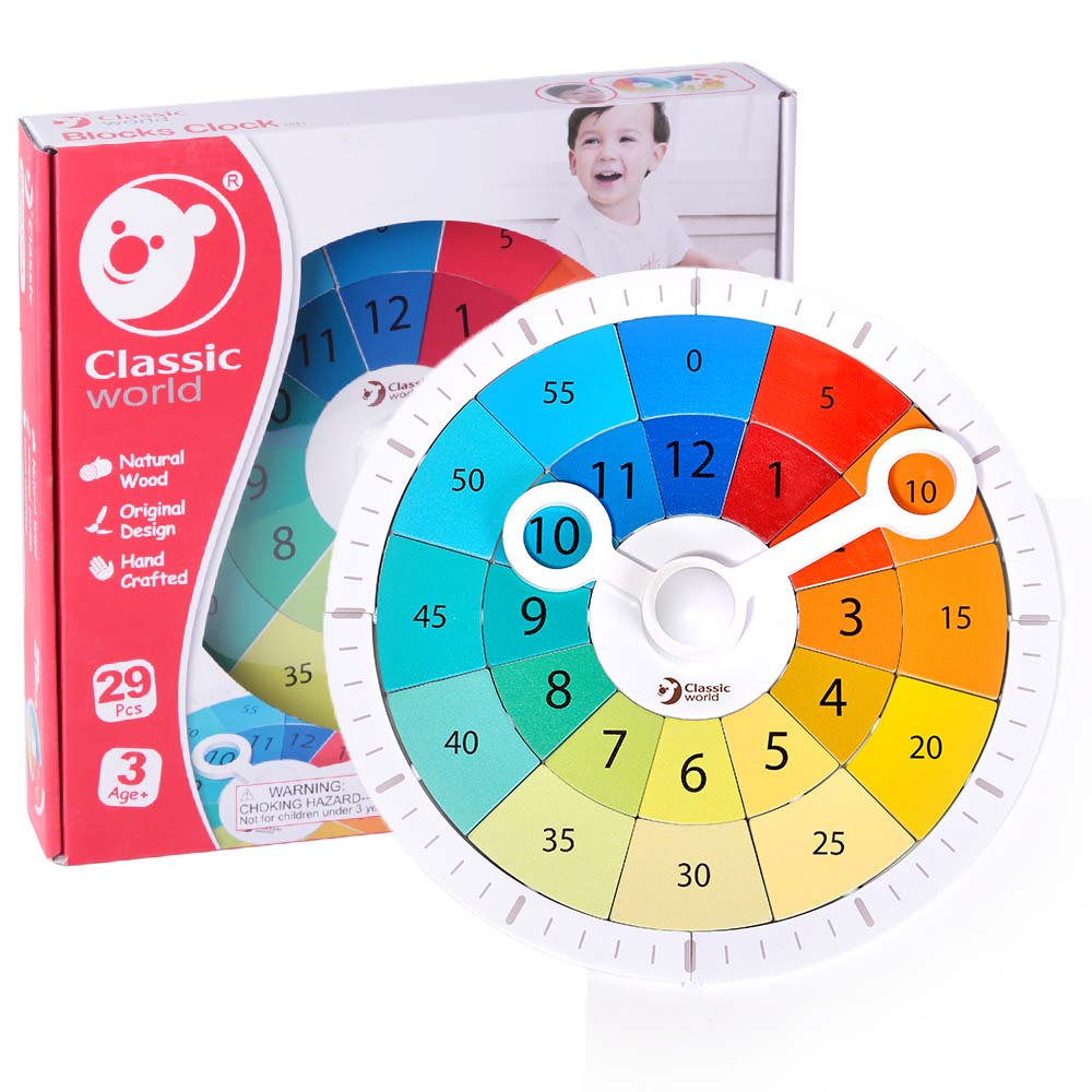 Classic World - Blocks Clock - Number Puzzle - 15pcs