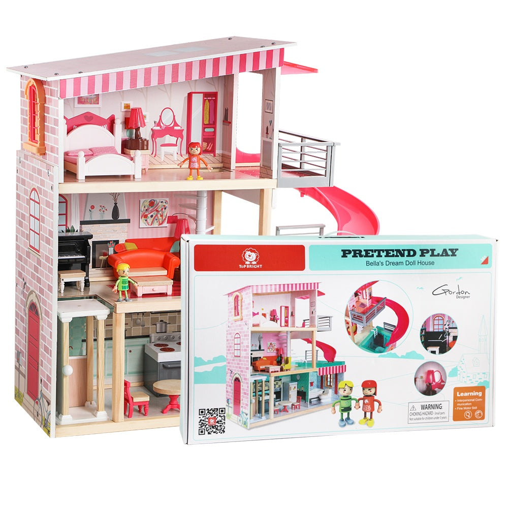 TopBright - Modern Doll House - Fully Furnished with Lights & Sounds - 80 x 25 x 75 cm - 20pcs-**