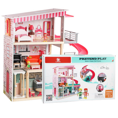 TopBright - Modern Doll House - Fully Furnished with Lights & Sounds - 80 x 25 x 75 cm - 20pcs-**