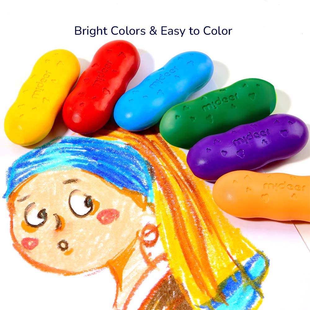 Mideer - Pea Beeswax Crayons - 12 Colours