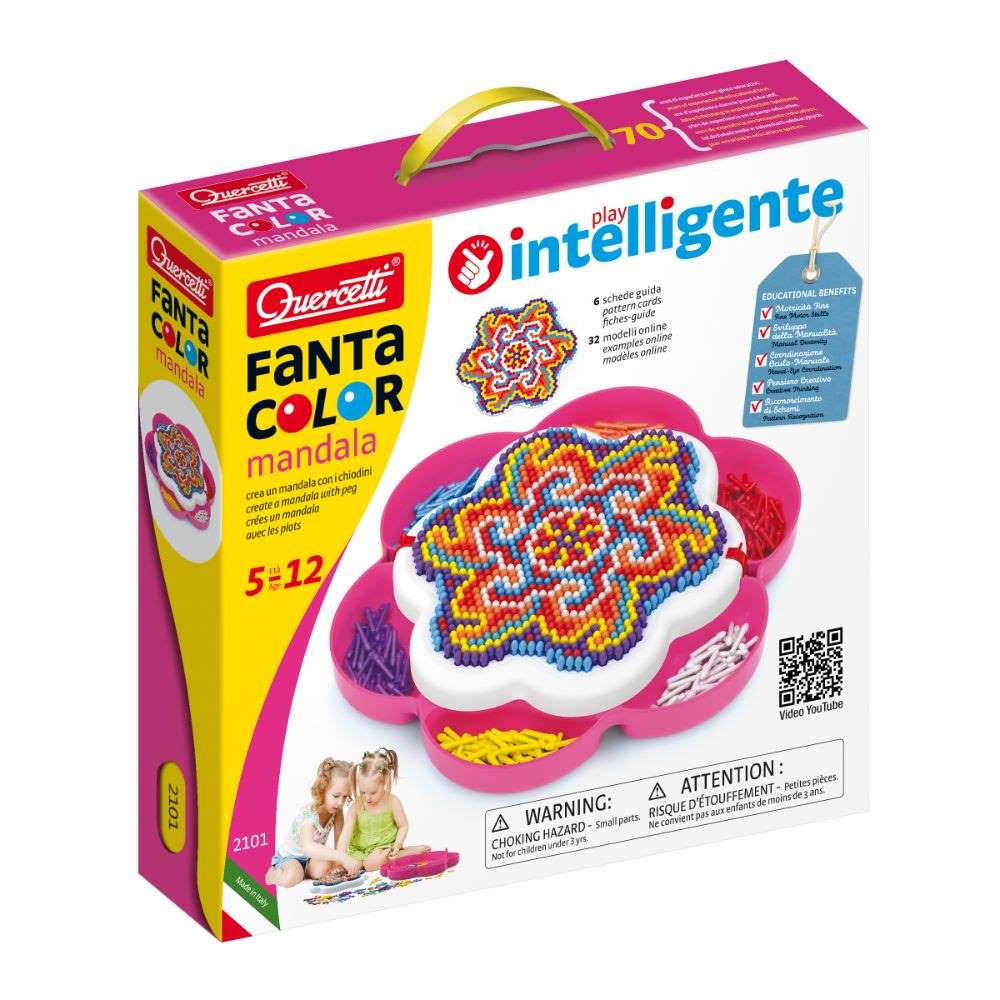 Quercetti - FantaColor Mandala Design Set - Peg Board Art & Pattern Activity