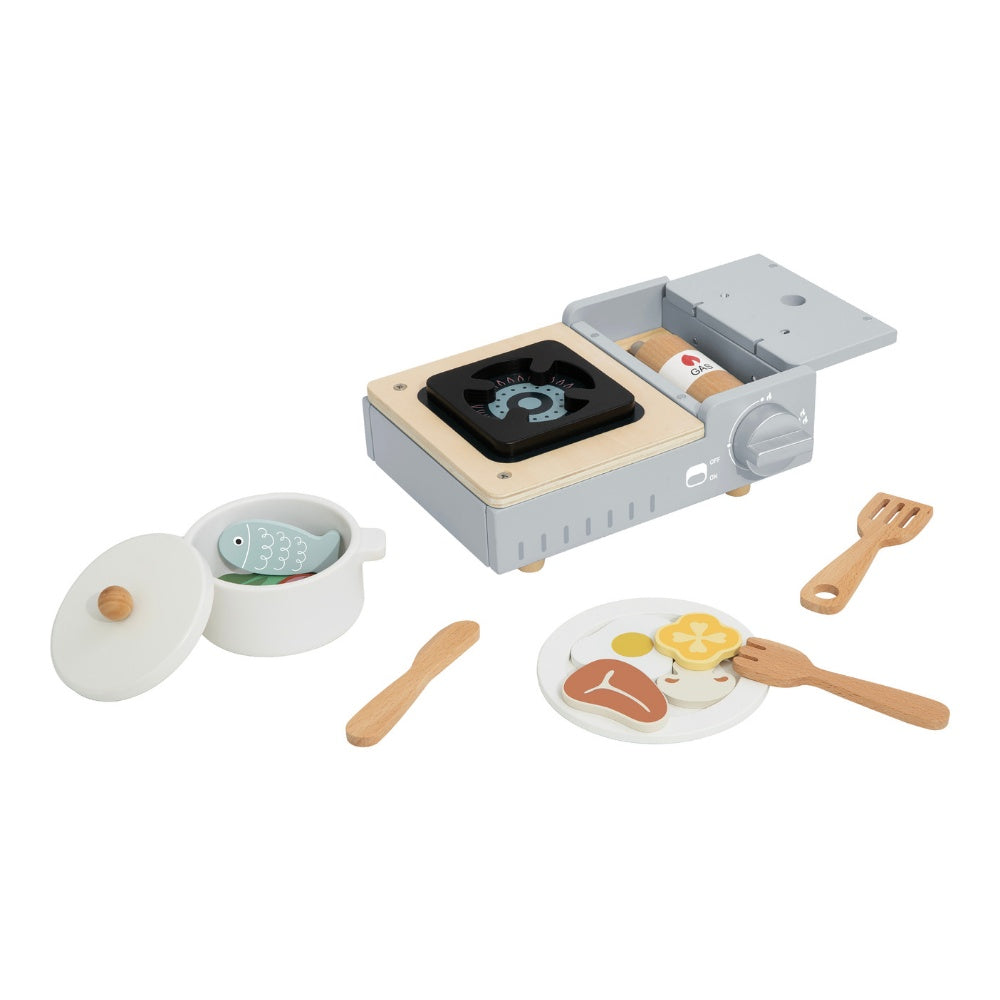 TookyToy - Pretend Play Wooden Camping Stove Toy Set - 15 Pieces
