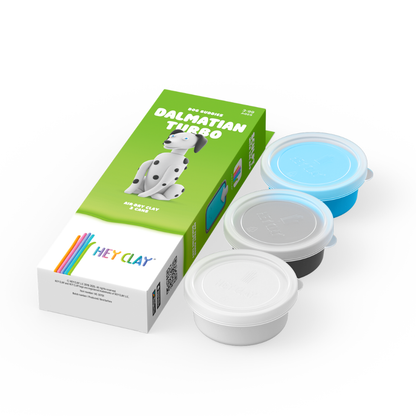 Hey Clay - Modelling Air-Dry Clay with Fun Interactive App - Dalmatian Turbo, Series Dog Buddies, 3 can