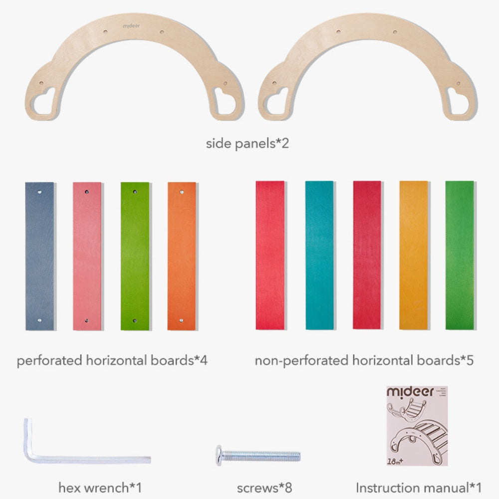 Mideer - Wooden Climbing & Rocking Rainbow Arch: Indoor Toy